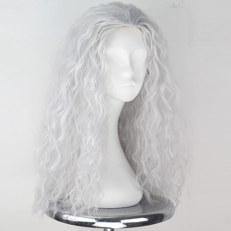 iCos Old Lady Wig Long Curly Fluffy Dirty Silver Grey Witch Hair Wig Grandma Wig Halloween Costume Movie Cosplay Punk Wig Adult Men Women Wig - Image 5